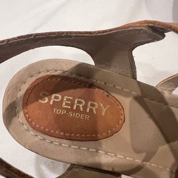 Women’s Tan/Camel Sperry Open Toe Wedge Heel Size 7.5 - Picture 4 of 9